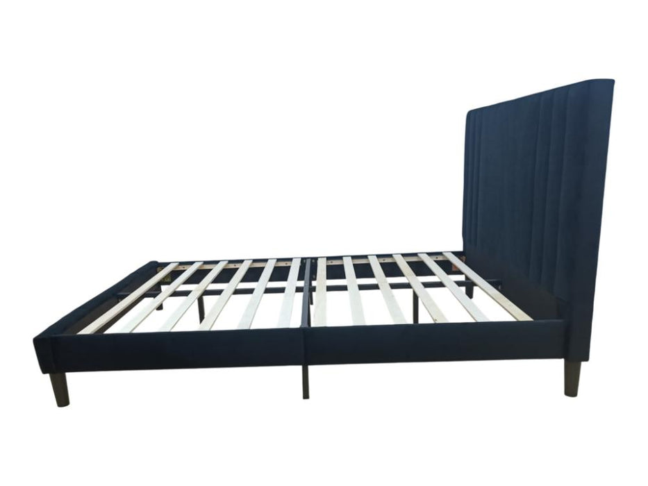 Cama Doble Majestic, Negro, Madera roble tapizada