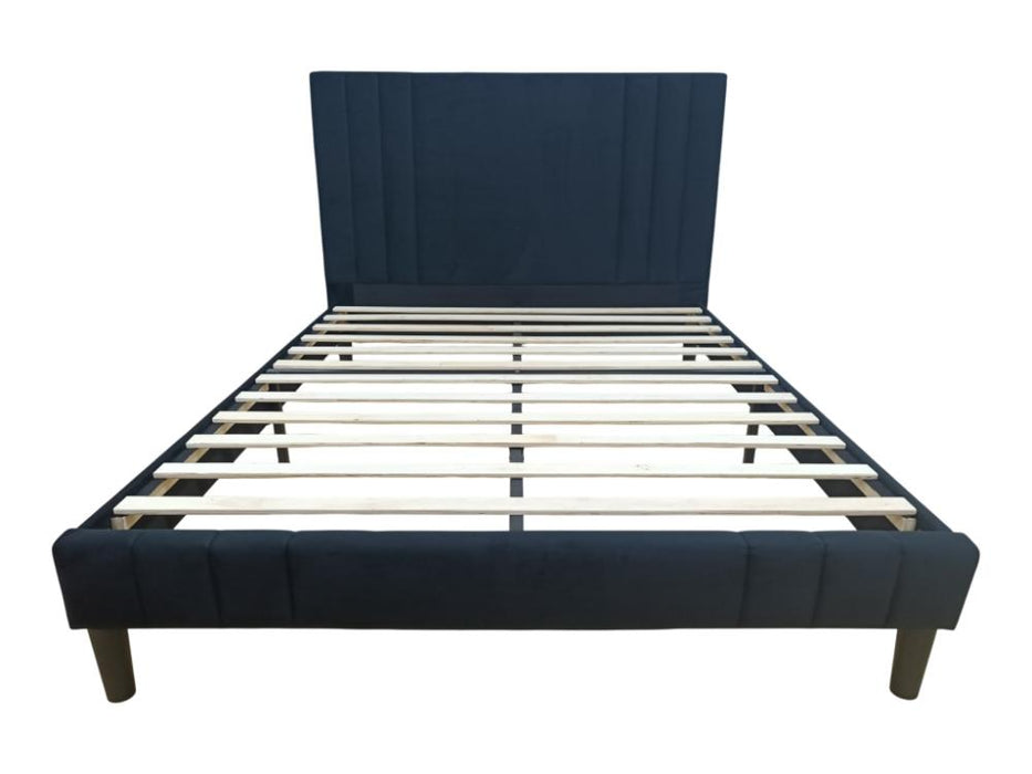 Cama Doble Majestic, Negro, Madera roble tapizada