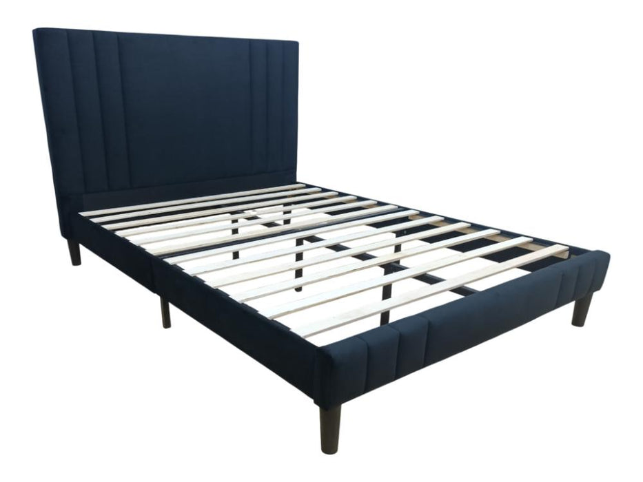 Cama Doble Majestic, Negro, Madera roble tapizada