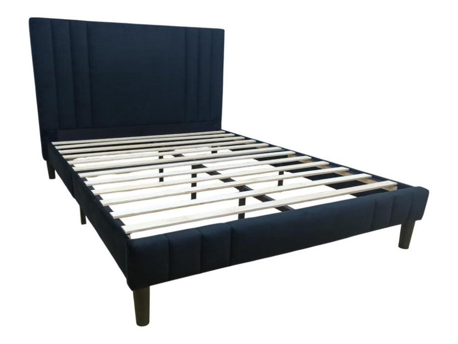 Cama Doble Majestic, Negro, Madera roble tapizada