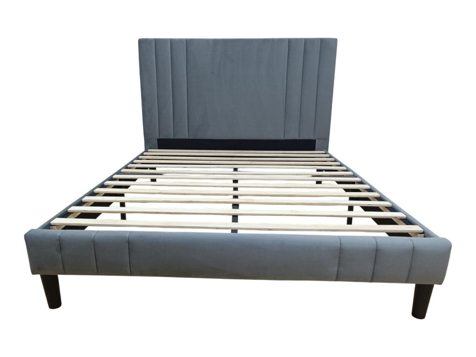 Cama Doble Majestic, Gris Oscuro, Madera roble tapizada