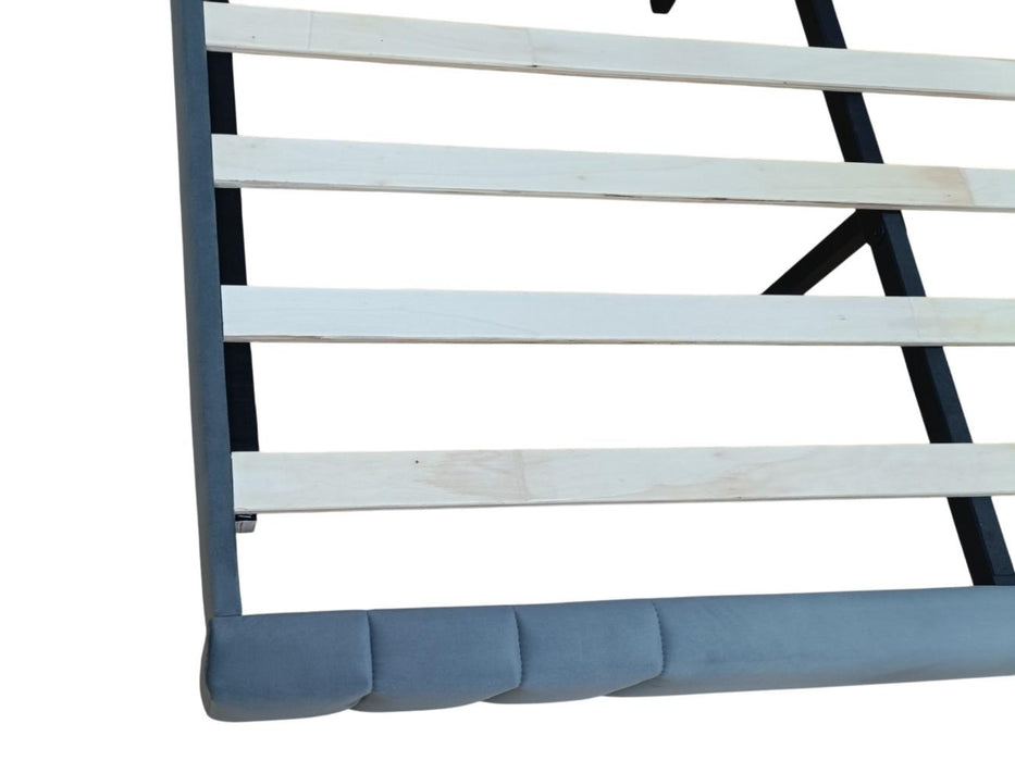 Cama Doble Majestic, Gris Oscuro, Madera roble tapizada