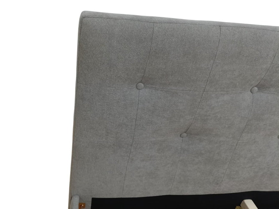 Cama Doble Imperial, Gris, Madera roble tapizada