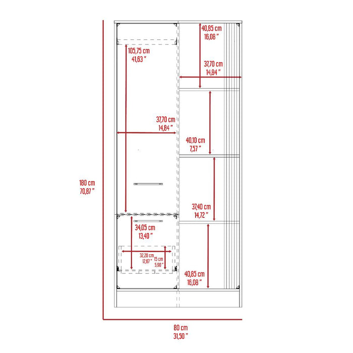 Closet Vanez, Capri y Fresno Europeo, una puerta abatible y un cajon