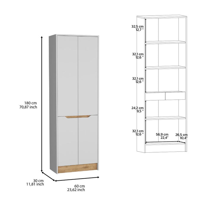 Alacena Soler, Blanco y Macadamia, dos puertas abatibles, facil instalacion