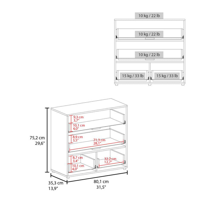 Organizador Apina, Blanco, con cuatro cajones deslizables ZF