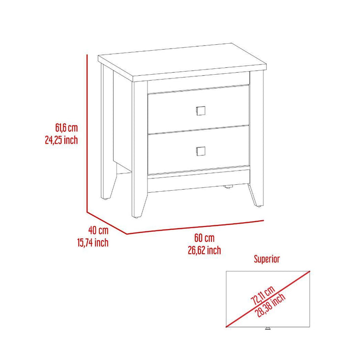 Mesa de Noche Dalot, Blanco, con Cajones y Diseño Moderno ZF