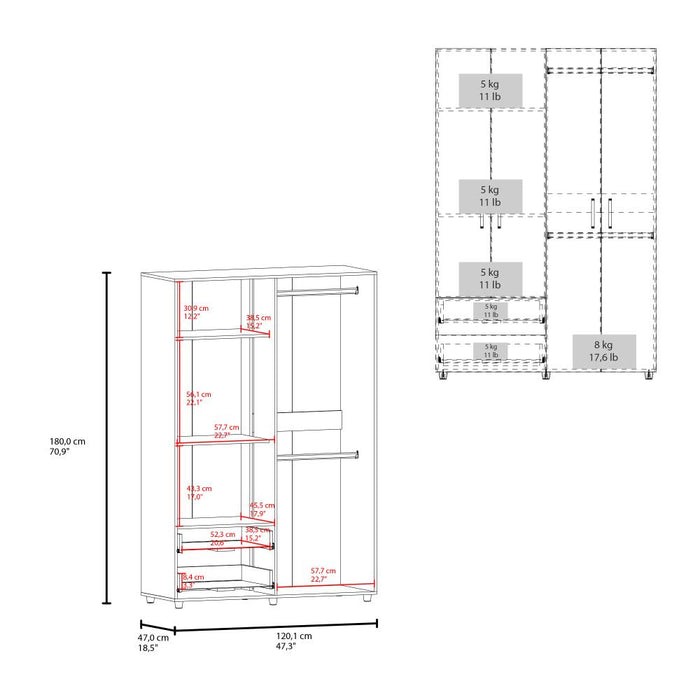 Closet Arkola, Kronos Fresno Europeo, Cuatro Puertas y Dos Cajones ZF