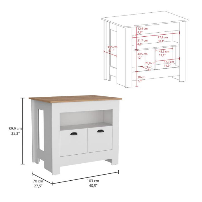 Barra de Cocina Arlet, Blanco y Macadamia, con amplios espacios de almacenamiento ZF