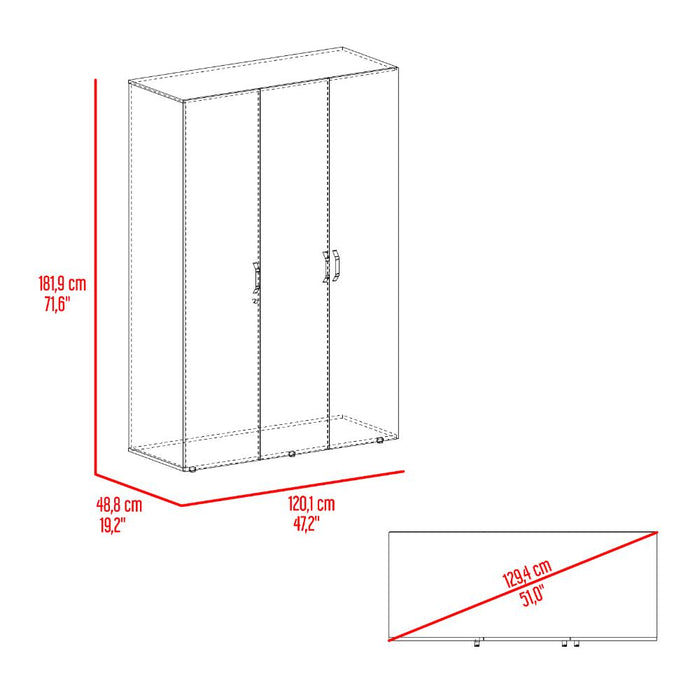 Closet Roko, Avellana y Blanco, Con Tres Puertas Abatibles Con Cerradura y Variedad De Entrepaños