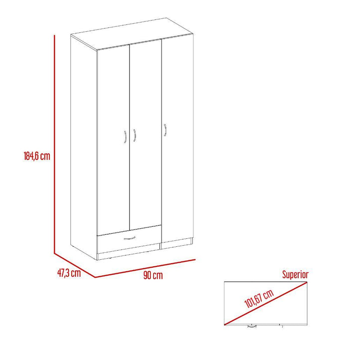 Closet Viltex, Wengue, Con Amplios Espacio Para Ropa y Tres Puertas Abatibles