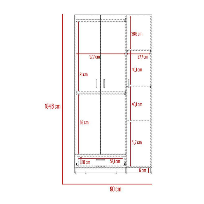 Closet Viltex, Wengue, Con Amplios Espacio Para Ropa y Tres Puertas Abatibles