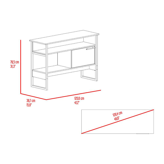 Mueble Auxiliar Recibidor Korina, Fresno Europeo, con Patas En Acero Negras