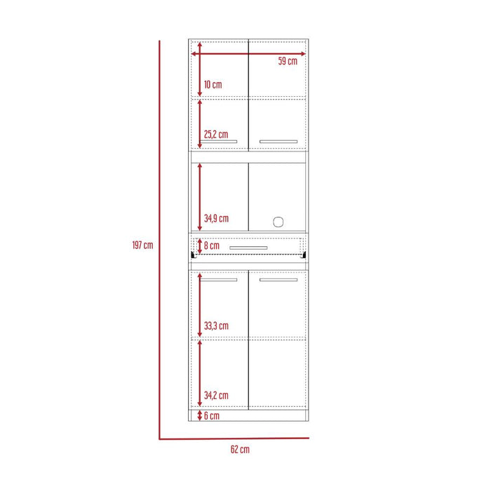 Módulo Microondas Delfi, Wengue, con Cuatro Puertas Abatibles y Amplio Espacio Para Almacenamiento