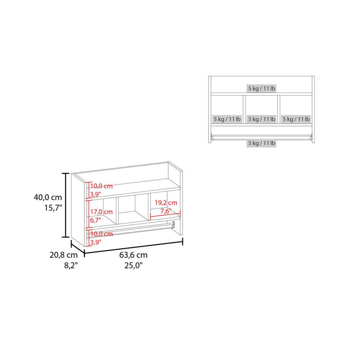 Gabinete de Baño Beki, Kronos Blanco, con espacio para ubicar objetos y un tubo para colgar toallas ZF