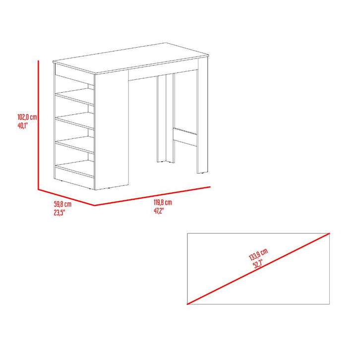 Barra Auxiliar de Cocina Greer, Blanco Duqueza y Positano, con espacio para ubicar objetos de cocina