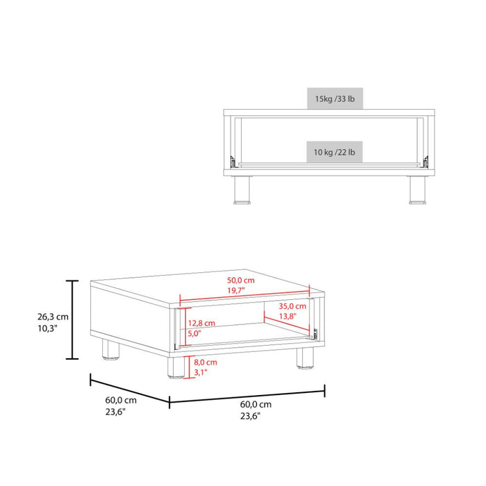 Mesa de Centro Ascher, Kronos Blanco, Con Un Cajón ZF