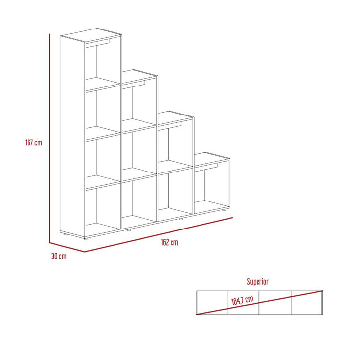 Biblioteca Escalera Ascher, Beige, Con Variedad de Espacios Para Libros y Artículos Decorativos