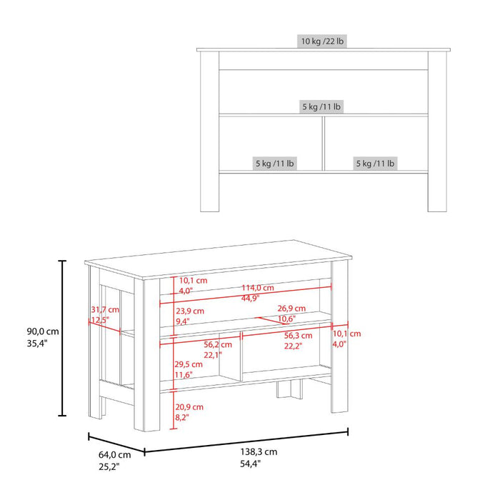 Barra de Cocina Cala, Kronos Blanco y Kronos Fresno, Con amplia superficie en la mesa ZF