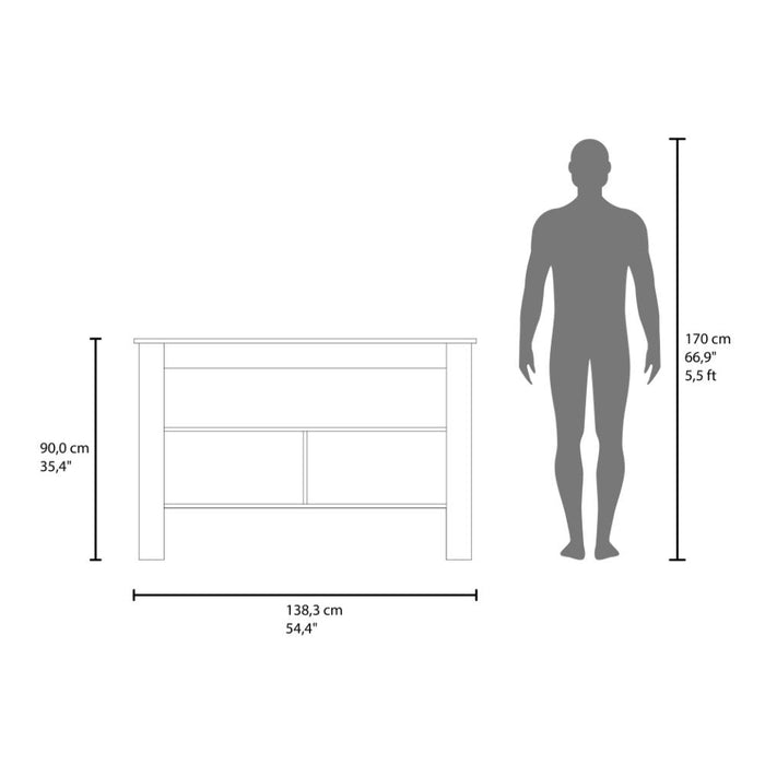 Barra de Cocina Cala, Kronos Blanco y Kronos Fresno, Con amplia superficie en la mesa ZF
