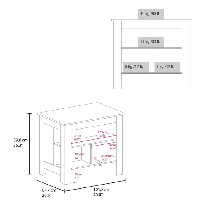 Barra de Cocina Cala, Kronos Azul y Fresno Europeo, con Amplia Superficie En La Mesa