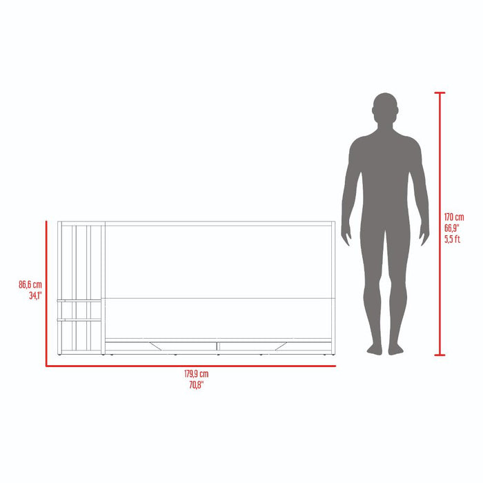 Cama Doble Vanez, Avellana, con espaldar alto incluyendo tendida de tablas