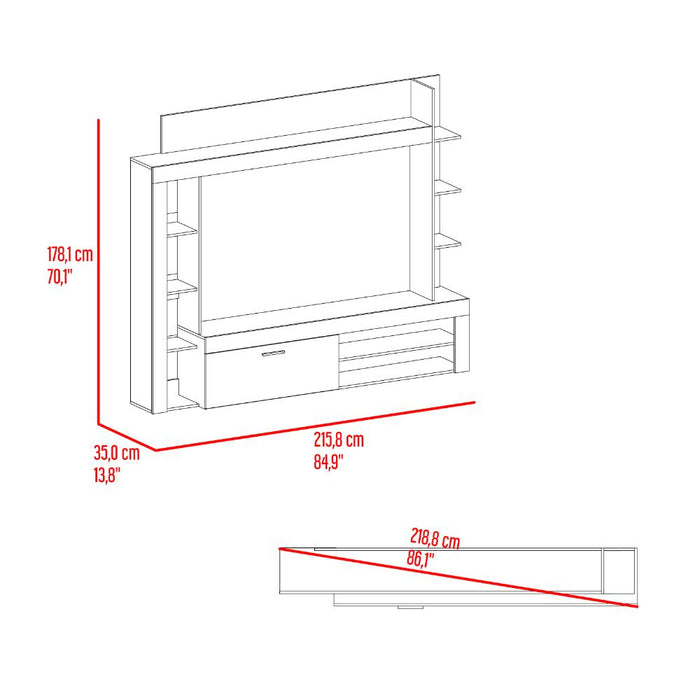 Centro de Entretenimiento Sensi, Fresno Europeo y Wengue, tiene capacidad para tv hasta de 75"