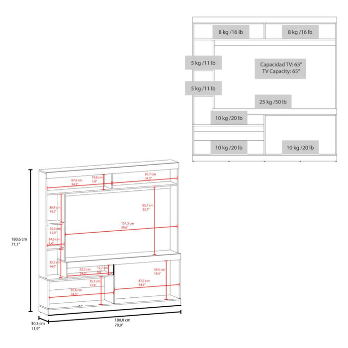 Mesa Para Tv Roy, Bardolino y Wengue, con Espacio Para Televisor de 50 Pulgadas