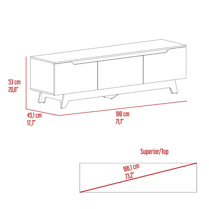 Mesa Para Tv Toulo, Blanco y Fresno, con espacio para TV de 80"