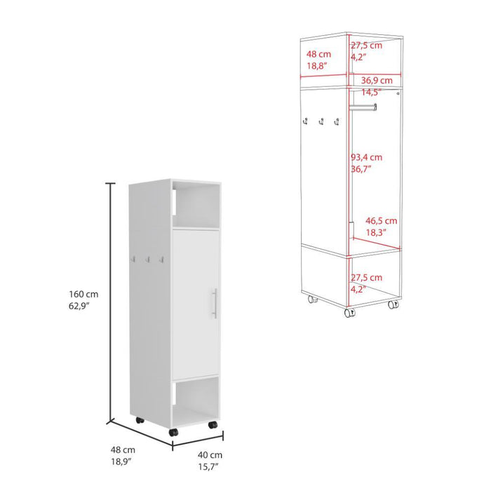 Closet Cuter, Blanco Kronospan, con puerta y espejo lateral ZF