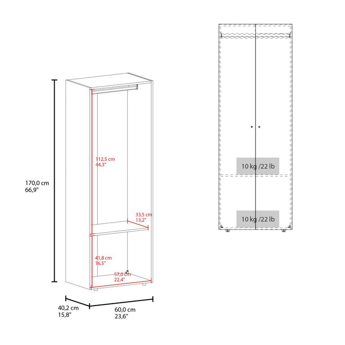 Closet Beico, Wengue, con dos Puertas Abatibles y un Tubo cromado