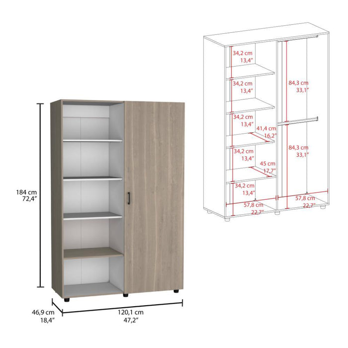 Closet Eco, Positano y Blanco, Pequeño Con Amplios Eespacios Para Guardar Ropa