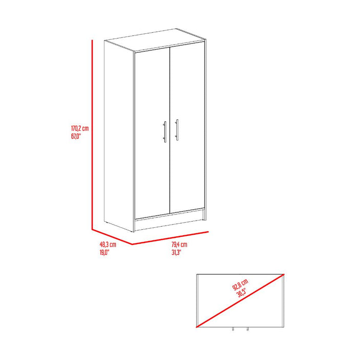Combo Para Habitación Sofi, Fresno Europeo y Blanco, Incluye Closet -Organizador y Mesa de Noche