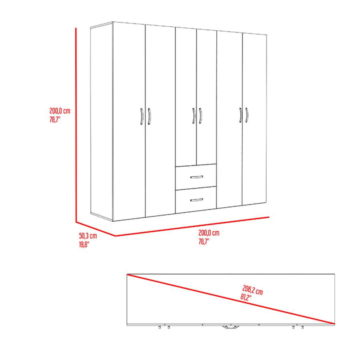 Closet Barin 200x200, Wengue, Con Cuatro Puertas Abatibles