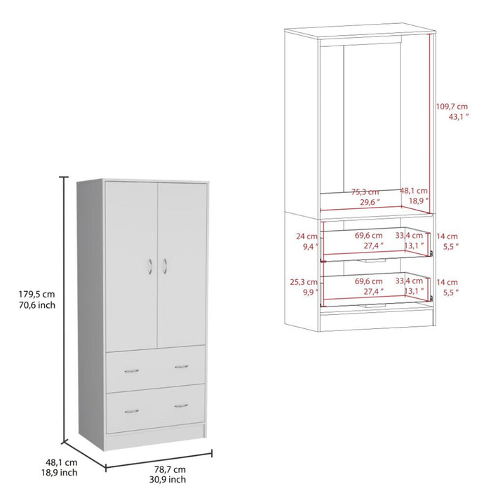 Closet Pilic, Blanco, dos cajones con gran capacidad de almacenamiento ZF