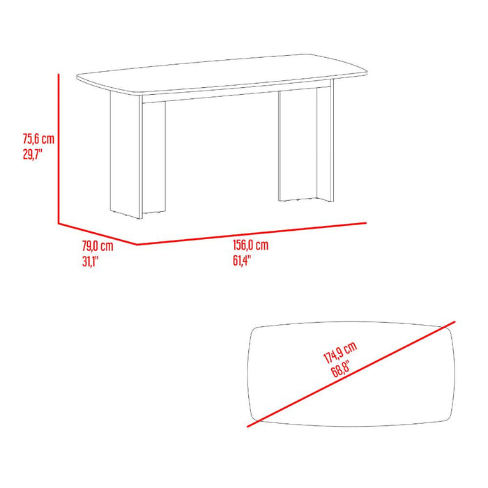 Mesa Para Comedor Bangok, Fresno Europeo, con diseño practico y funcional, No incluye Sillas