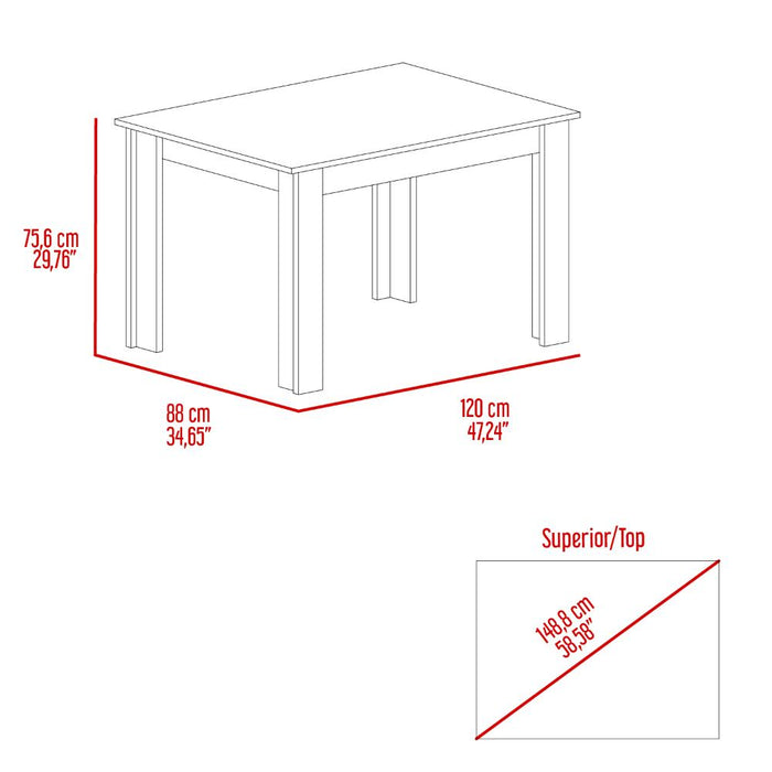 Mesa Para Comedor Estrella, Nogal Europeo, para cuatro Puestos, No Incluye Sillas