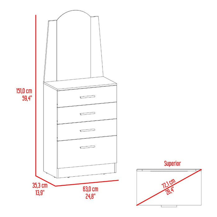 Organizador Praga, Wengue, con tres cajones y una puerta