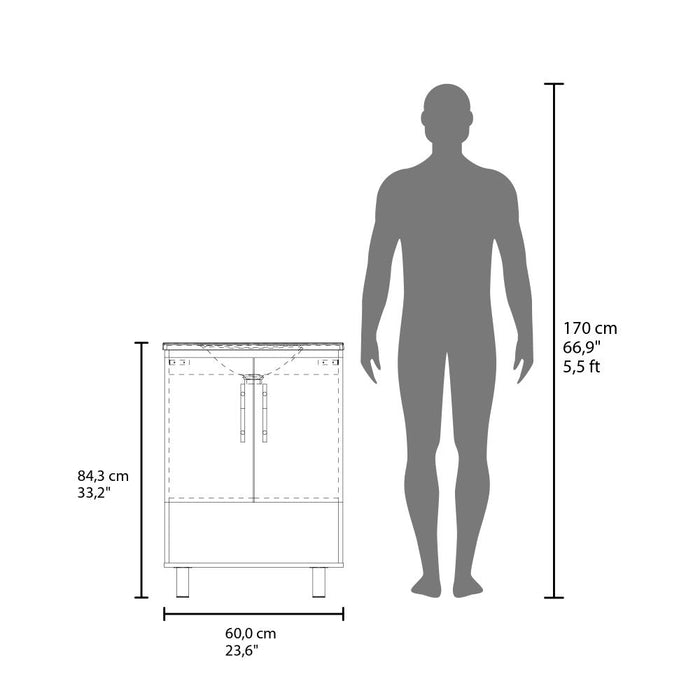 Mueble para Lavamanos Aqua, Wengue, Incluye Lavamanos Praia 60x45 ZF