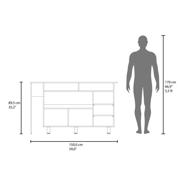 Barra de Cocina Corsia, Kronos Fresno y Kronos Blanco, con Dos Puertas Abatibles  ZF