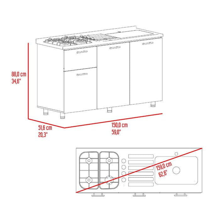 Gabinete Inferior Creta, Blanco Duqueza , Incluye Meson Zocoda Izquierdo ZF