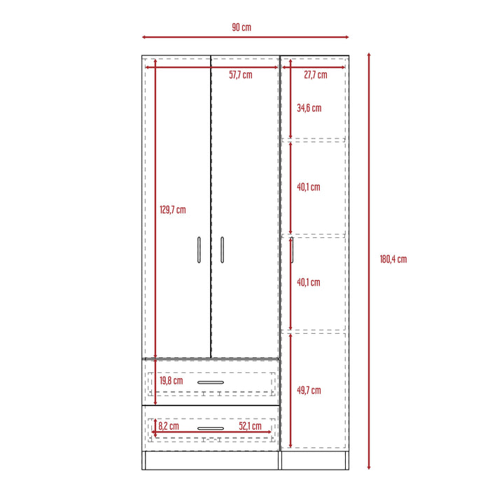 Closet América, Wengue, Con Dos Cajones y Variedad De Entrepaños