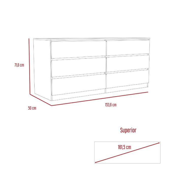 Organizador Azucena, Blanco Vainilla, con Seis Cajones Deslizables