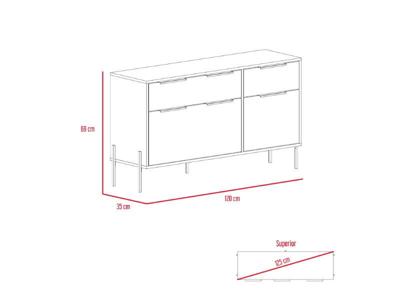 Organizador Midas, Blanco, con cuatro cajones para guardar