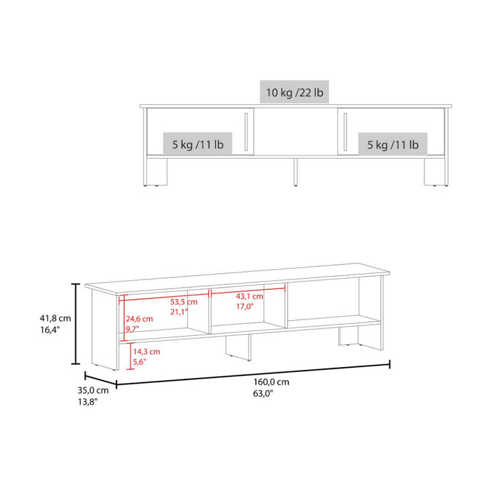 Mesa para TV Dago, Fresno Europeo y Blanco, para Televisor de hasta 65 Pulgadas con Dos Puertas ZF