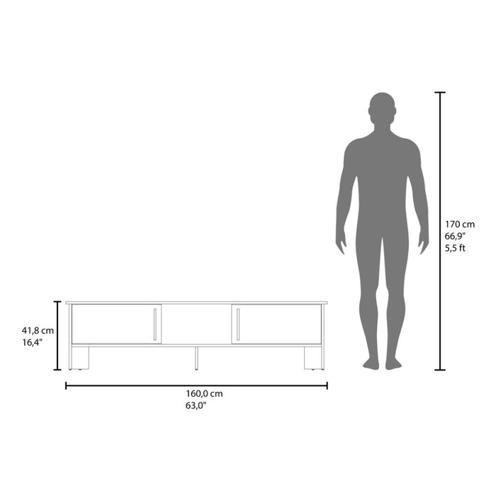 Mesa para TV Dago, Fresno Europeo y Blanco, para Televisor de hasta 65 Pulgadas con Dos Puertas ZF