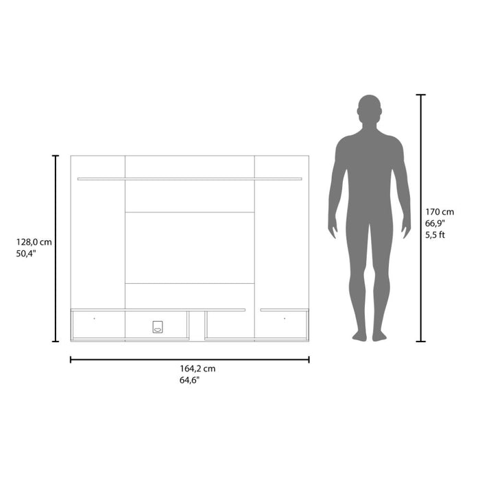 Panel de TV Desa, Kronos Fresno y Kronos Blanco, con Espacio para Televisor de hasta 65" ZF