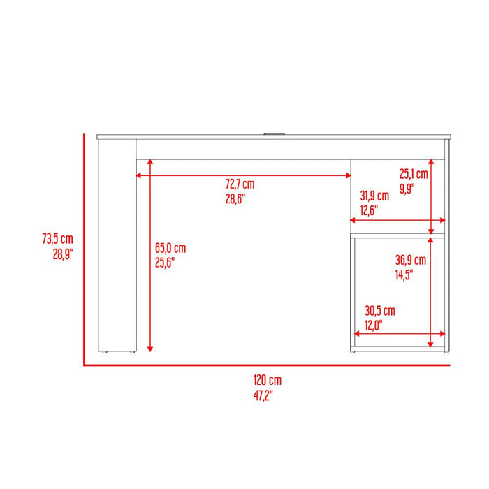 Escritorio Cuera, Nogal Europeo, con pasacables para articulos electronicos