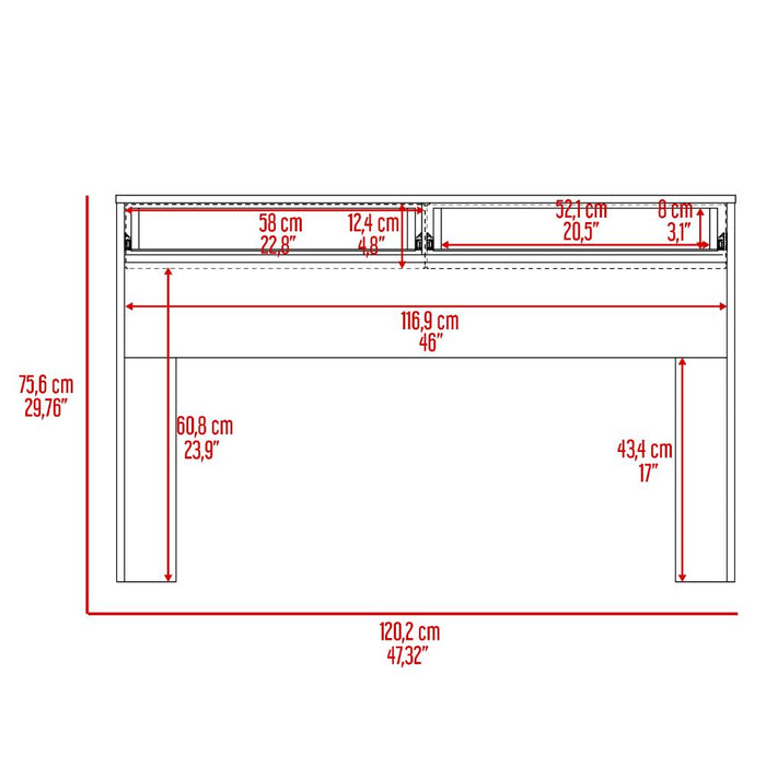 Escritorio Mantis, Cartagena y Blanco, Con Dos Cajones Organizadores