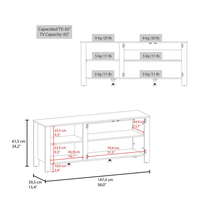 Mesa para TV Freedom, Blanco, con Dos Puertas Abatible, para Televisor hasta 65" ZF